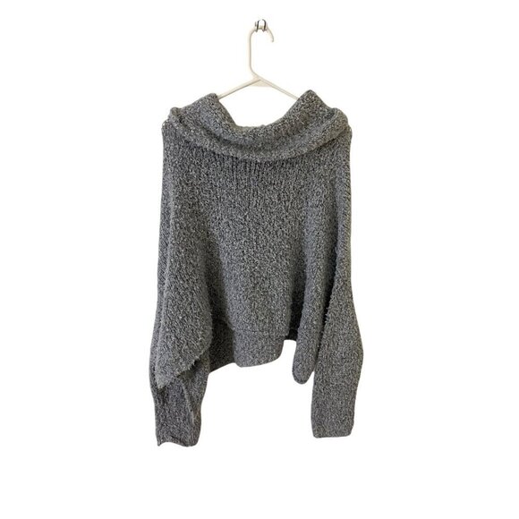 Free People Women's Heather Grey Mock Neck Knit Sweater - Small - Picture 2 of 14